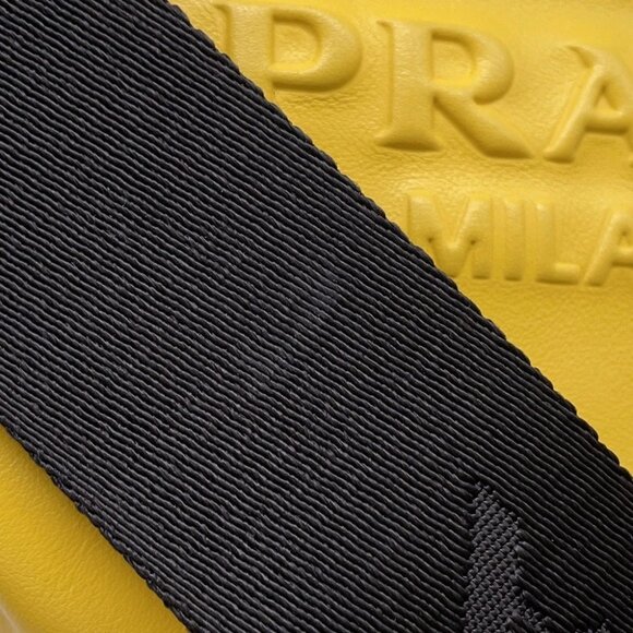 PRADA Triangle Shoulder Bag Leather Yellow 1BH190 - Picture 10 of 14